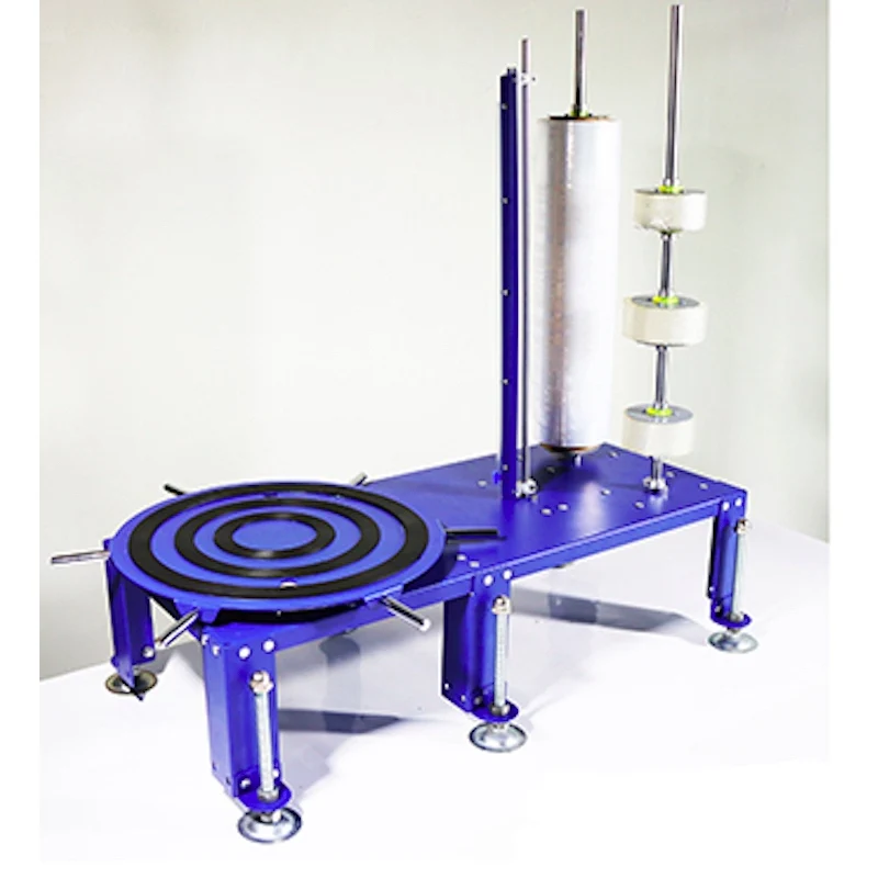 Manual desktop table on, floor, double placement, with cutting knife, stretch film and tape, dual-use warping packaging machine