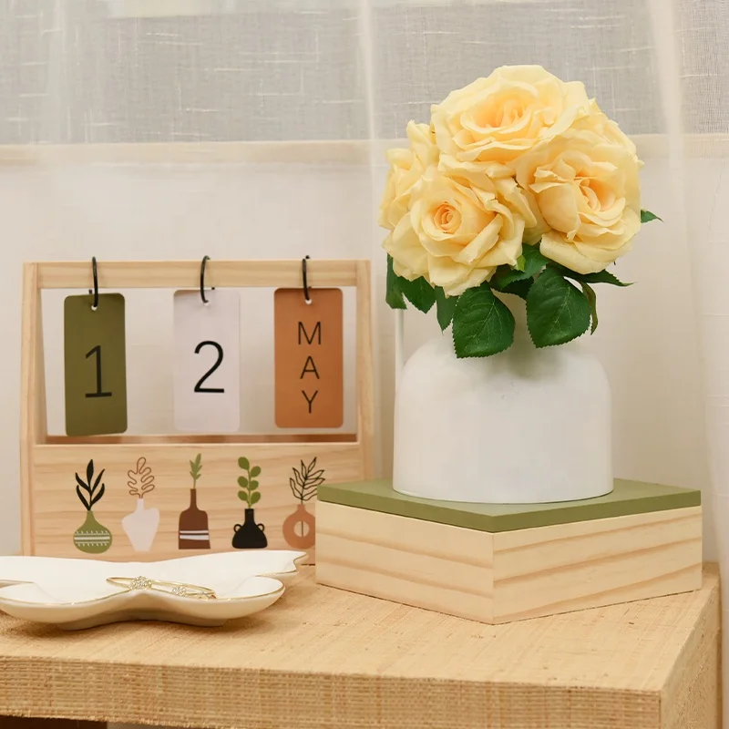 New Modern Wooden Calendar Blocks Desktop Perpetual Calendar for Month Date Display Home Office Decoration