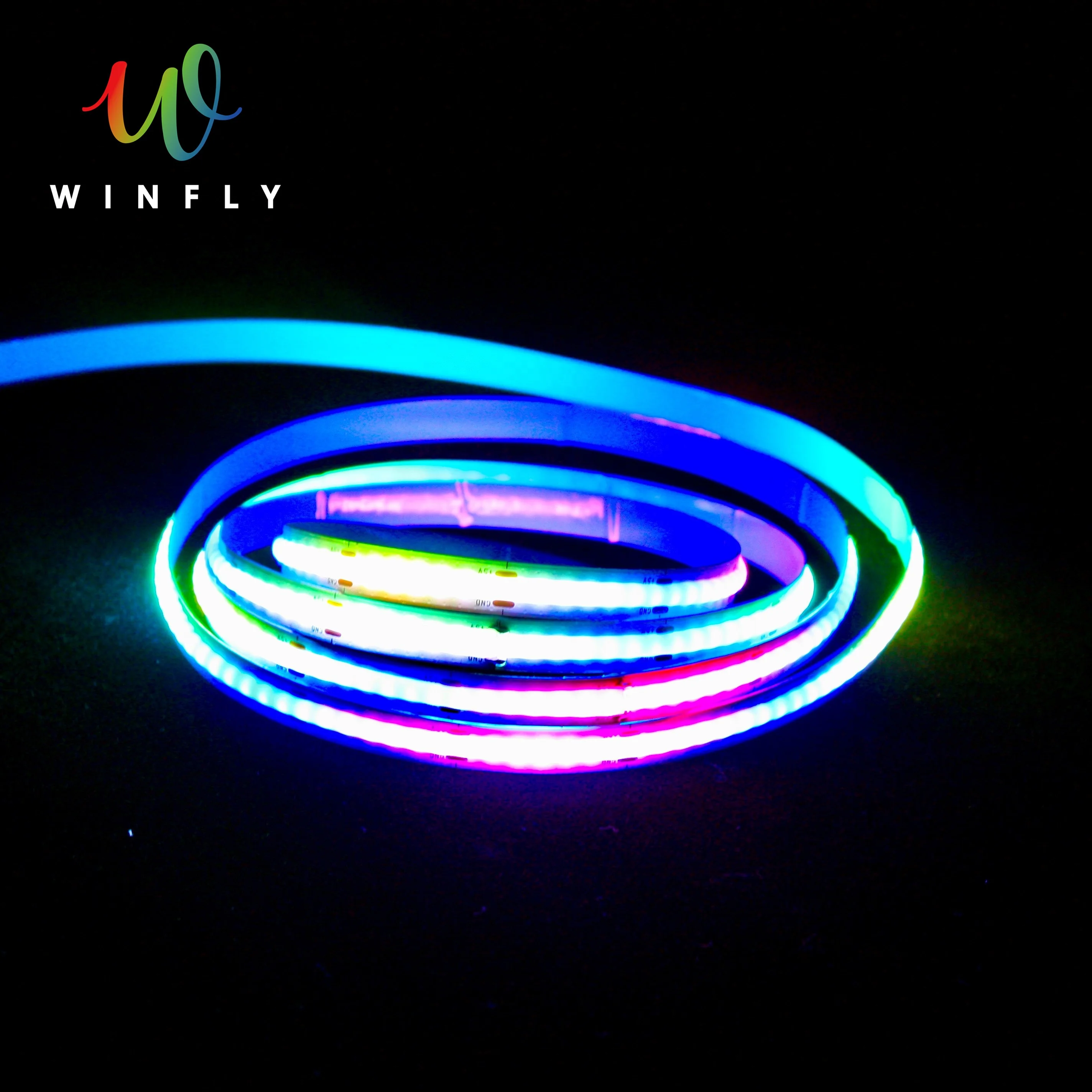 Flexible COB LED Strip Light RGB Rainbow WINFLY210 with Remote Control Lighting for Decoration Bedroom Car House
