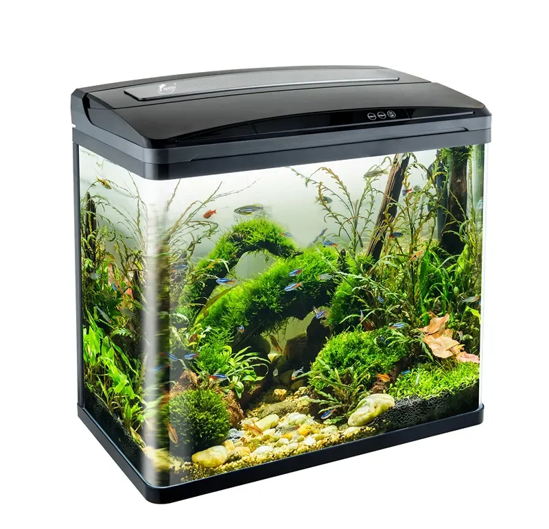 SHANDA Aquarium LED Light Digital Display Intelligent Touch Switch Filter Glass Fish Tank Ecological Ornamental Fish Tank