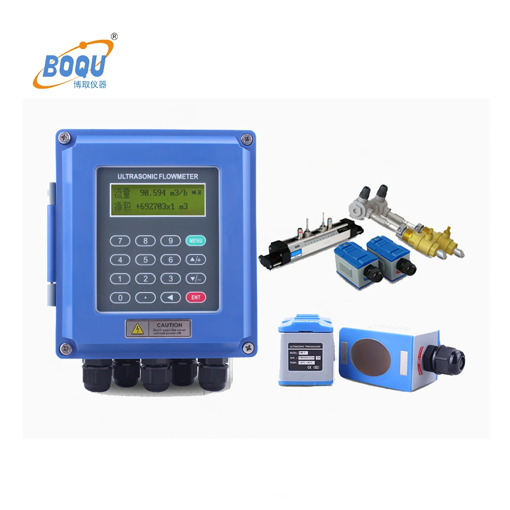 Boqu BQ-ULF-100W настенный ультразвуковой расходомер для сточных вод для морской воды промышленных сточных вод Масло жидкое ультразвуковой расходомер