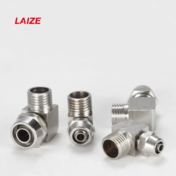 Rapid Push on Elbow Male Adaptor Brass Nickle quick right angle threaded elbow air hose connector pneumatic quick fitting