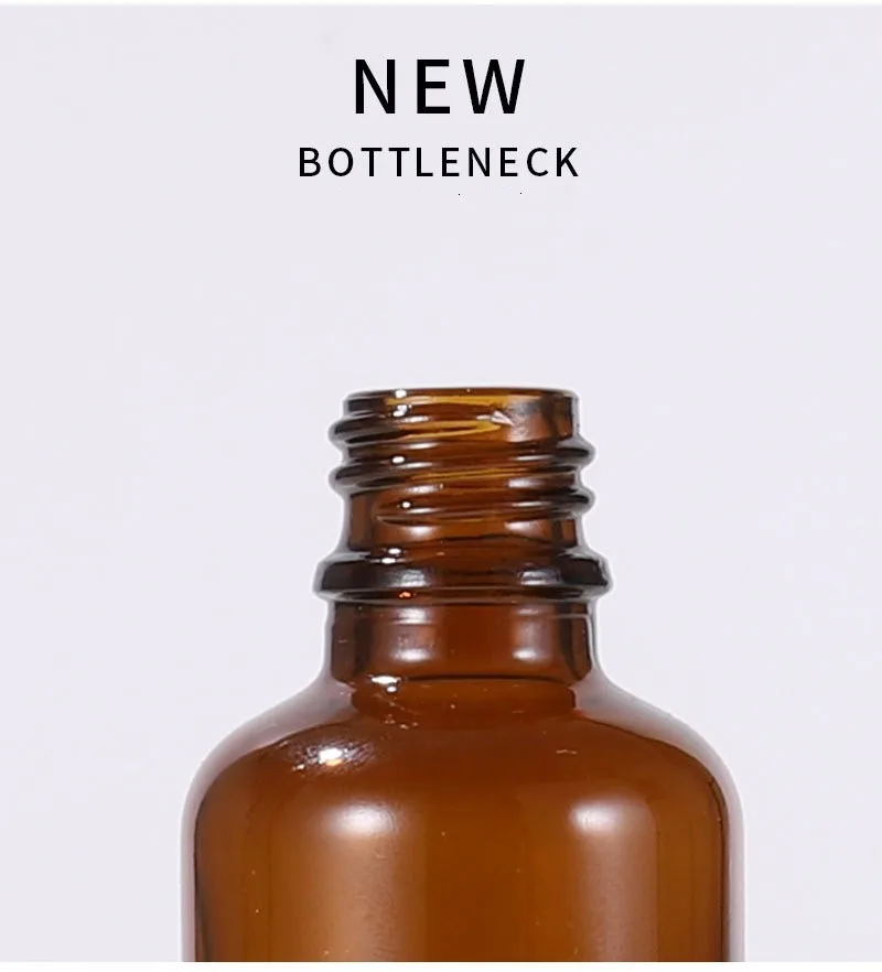 5ml 10ml 30ml 50ml 100ml Skin Care Serum Cosmetic Essential Oil Pump Glass Bottle With Black Lid