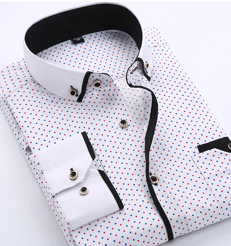 OEM/ODM приталенная мужская повседневная Строгая рубашка Camisa 100% полиэстер Высококачественная Мужская с принтом