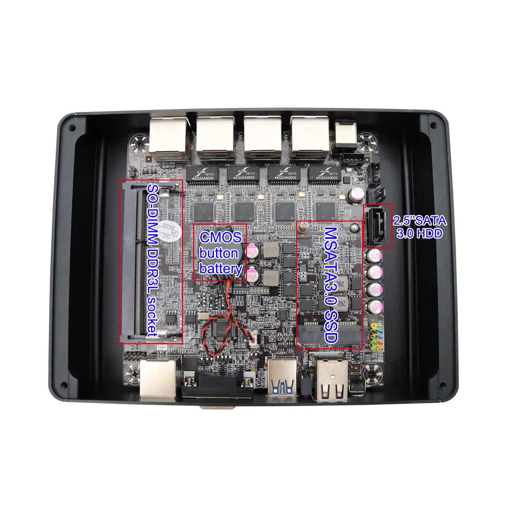 Eglobal Fanless Pfsense Mini PC J1900 Quad Core 4*Intel WG82583 Gigabit Lan Firewall Multi-function Router Security Desktop