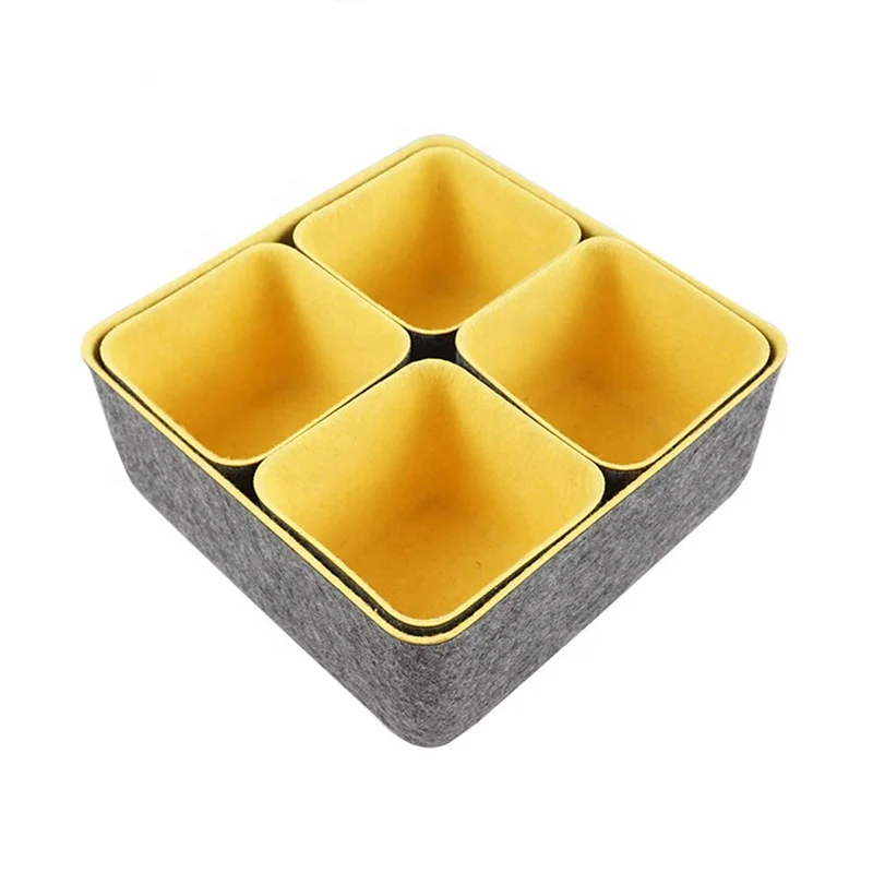 Factory price Office desk storage box with five grids custom logo felt desktop storage box sundries storage basket