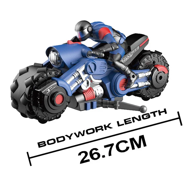 2.4G 1/10 Scale Electric Remote Control Stunt Car Led Lights 360 Rotation Drift Rc Motorcycles For Kid