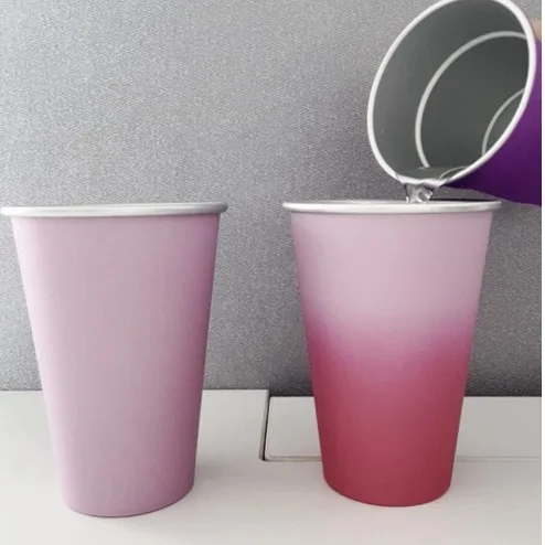 Hot sales Customized rolled aluminum cup changes color when cold, outdoor party beer cup 350/450/600ml