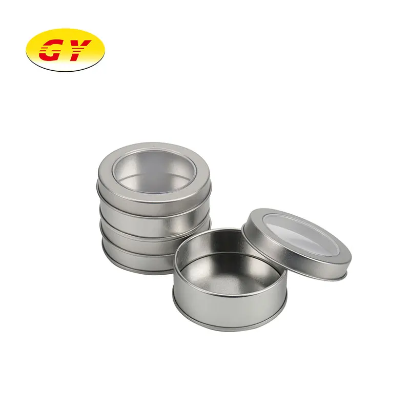 Factory custom tin box round cosmetic tin cake packaging box cylinder with pvc transparent window