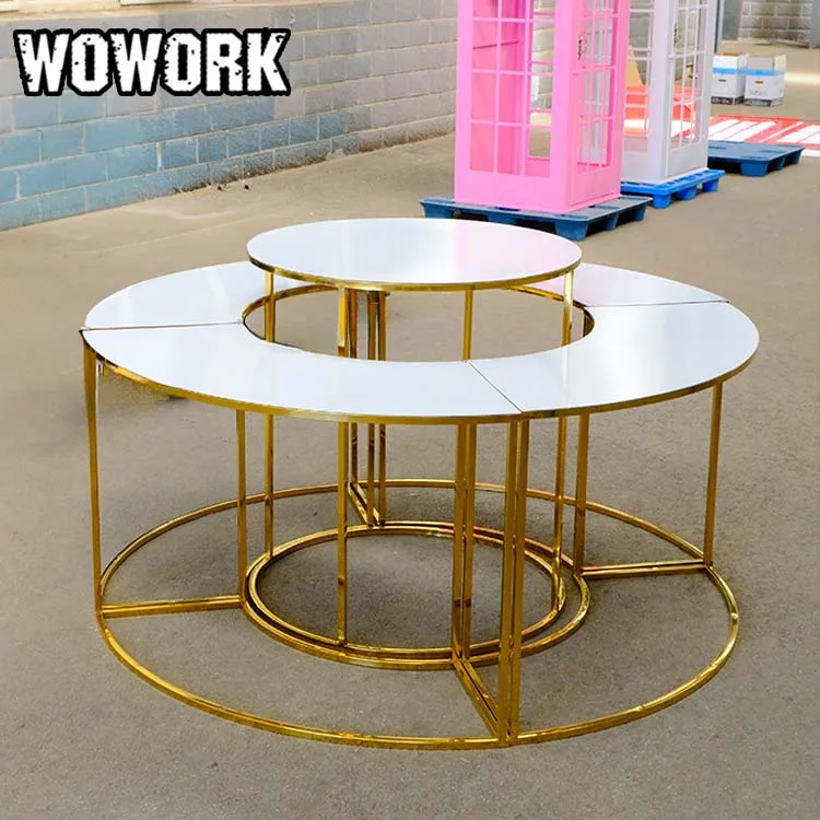 WOWORK wholesale dinner dessert Cake Half Moon Buffet Table backdrop stand for wedding party event decoration