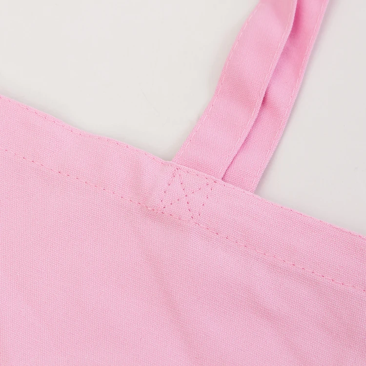 Custom Fine Quality Eco Friendly Blank Reusable Pink Black Cotton Canvas Tote Shopping Bags With Logos Printed