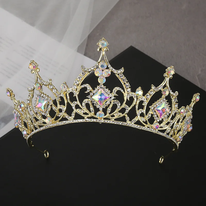 Handmade Gold Crystal  Princess Tiara Crown For Wedding Women Bride Jewelry Hair Accessories Ornaments