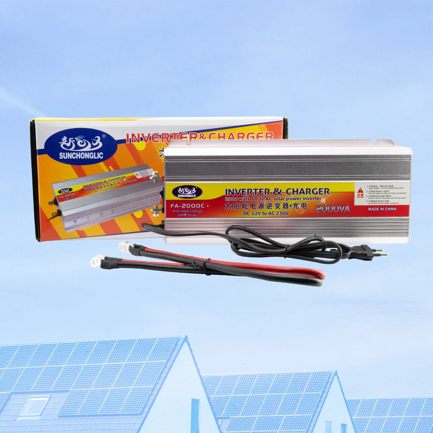 Sunchonglic inverter charger 2000w 12V 220V 2000va off grid dc ac power inverters with charger