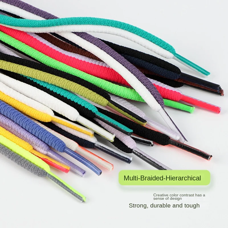 Macaron Small White AJ1 Casual Shoelace Two-Color Mandarin Duck Flat round Laces Wholesale Stock