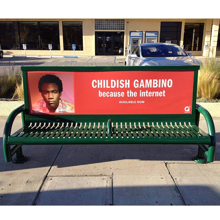 Advertising Benches for Sale Metal Steel Vintage Ad Park Bench Street Manufacturer Outdoor Furniture Modern Galvanized Steel