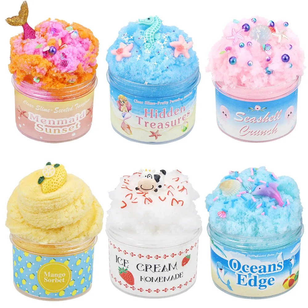 Wholesale New Product Educational Toy Cup Cake Clay Fluffy Slime Cotton Silk Mud Fluffy Slime Toys For Child