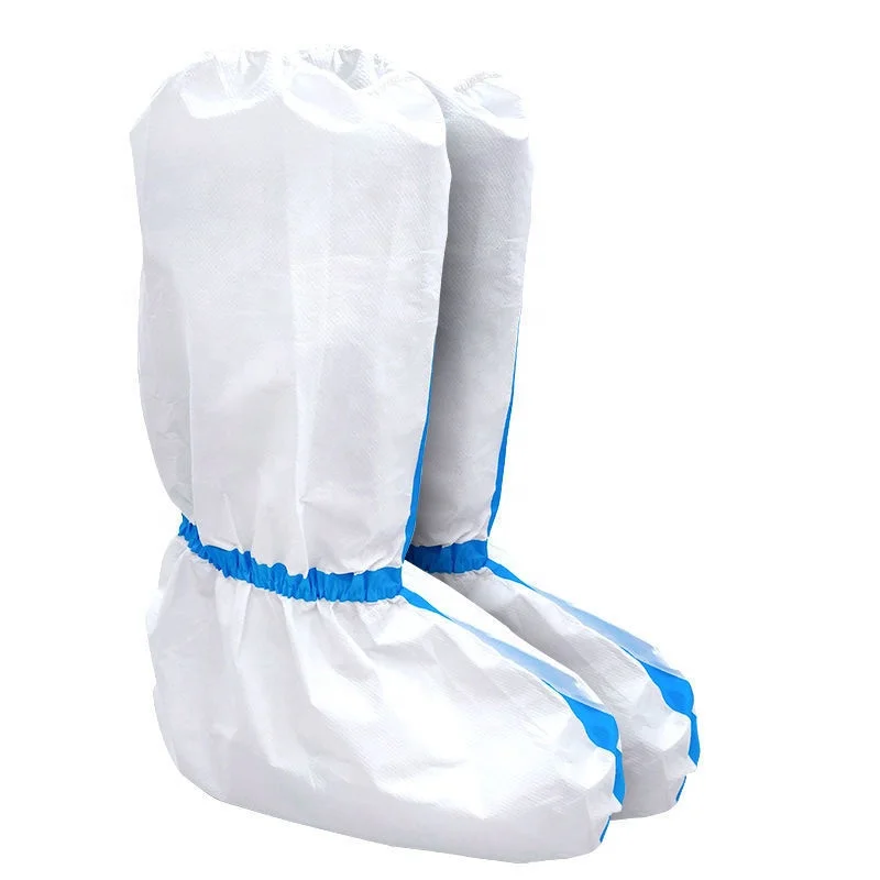 
PeriPower New Designs Disposable White and Blue Anti-slip Breathable Impervious PP+PE Shoe Boot cover 
