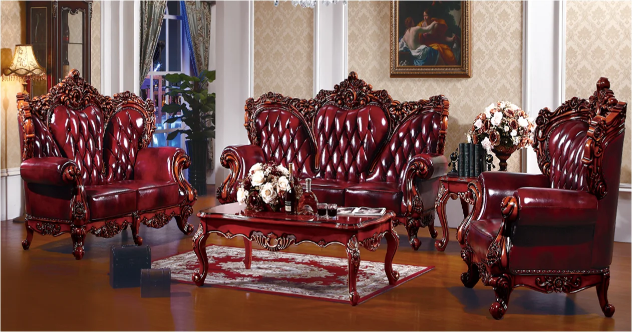 Factory High Quality Custom Antique Style Classic Sofa 4 Set Luxury hot sale fashion
