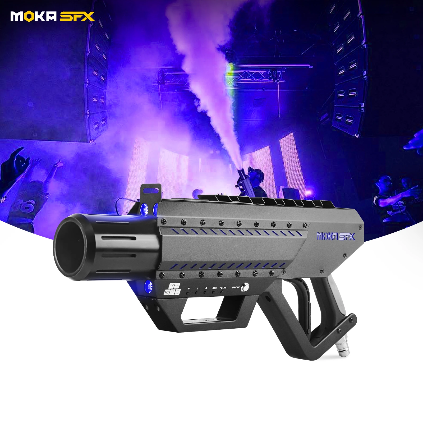 Moka sfx RGB LED Co2 пистолет DJ Спрей 7-8 м струйный противотуманный станок для сценического свадебного клуба