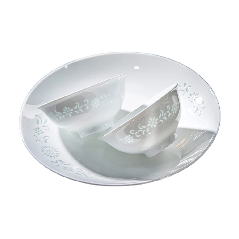 Jingdezhen High Grade Underglaze Colored Bowls And Plates Kaolin White Porcelain Exquisite Tableware Set Bowls And Plates