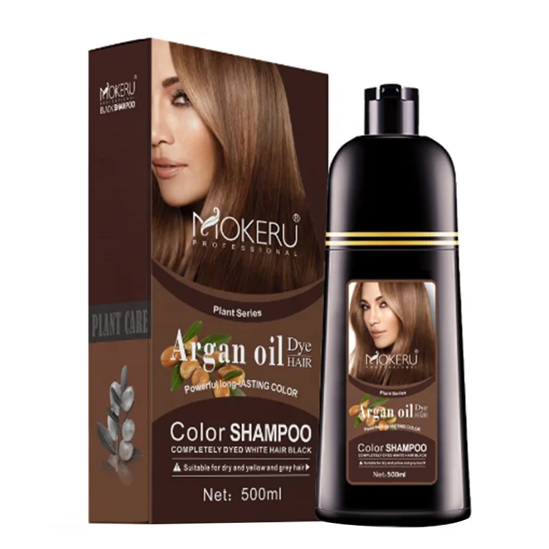 500ml Natural Argan Oil Cream Instant Hair Dye Shampoo Instant Hair Color Cream Cover Permanent Hair Coloring Shampoo Women