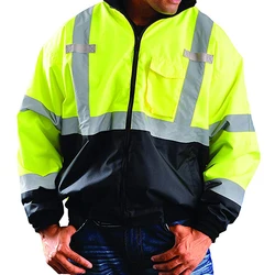 SMASYS Customized Fleece Lining Winter High Visibility Reflective Bomber Workwear Safety Jackets