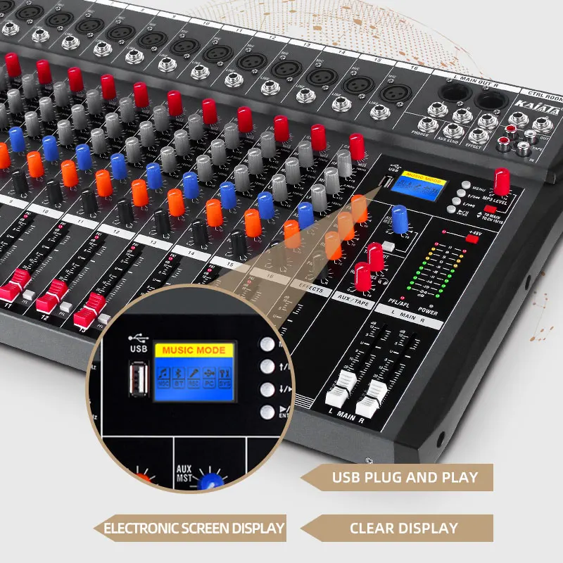KAIKA  CT16-4 New 16-channel Max Audio Mixer with low price power amplifier Usb digital Audio DJ