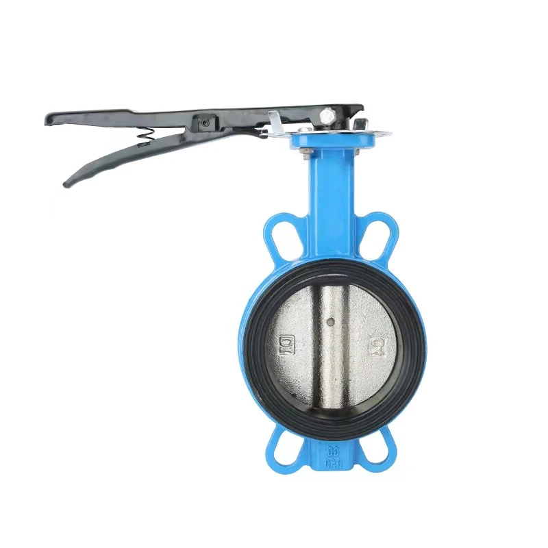 Manual double flanged butterfly valve with handle lever operator