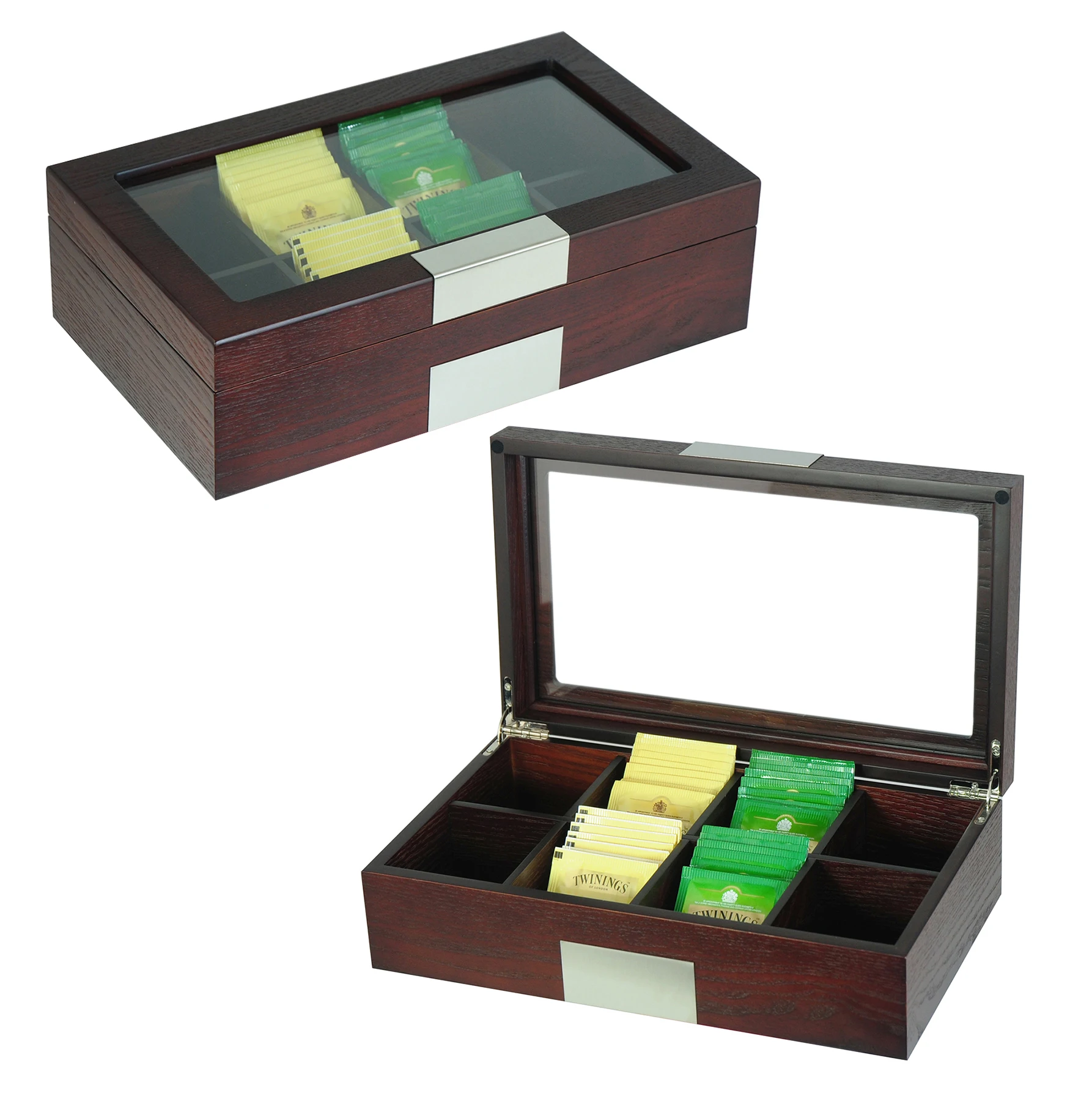 
Sonny Wooden Tea Box 8 Compartments Cherry OAK Grain Veneer Tea Organizer Sample Order Acceptable  (62318666997)