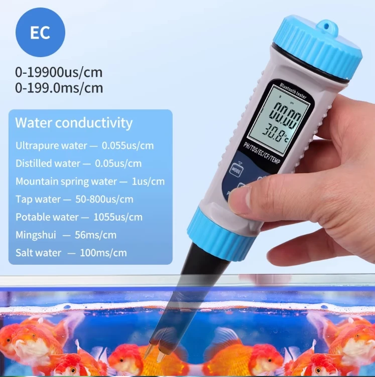 5 in 1 Digital PH Meter with Blue tooth Water Quality Pen EC TDS Salt SG Temperature Water Tester for Aquarium Hydroponic Pool