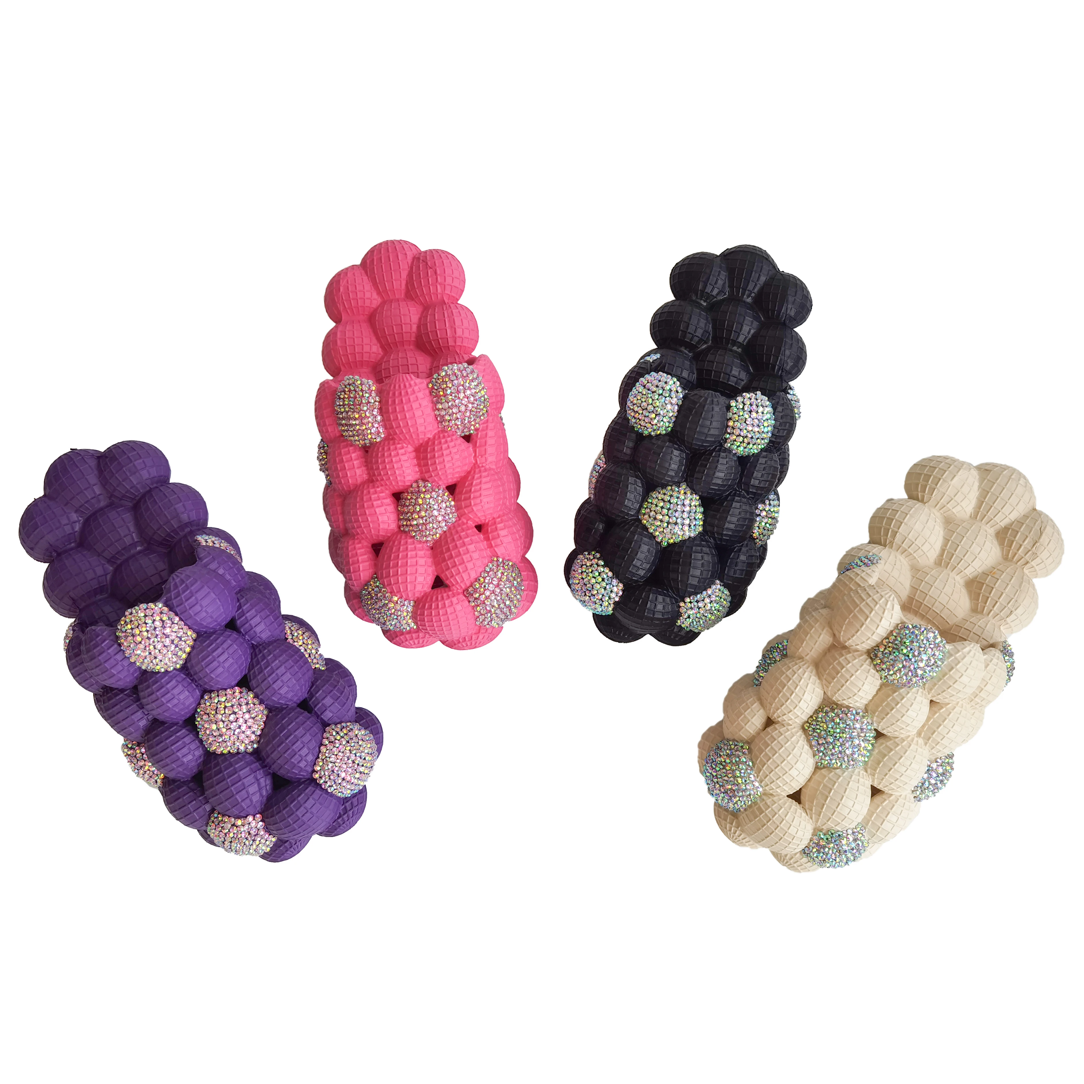 TikTok Hot Pink Custom Color Bubble Slippers New Bling Rhinestone Bubble Slides with Charms