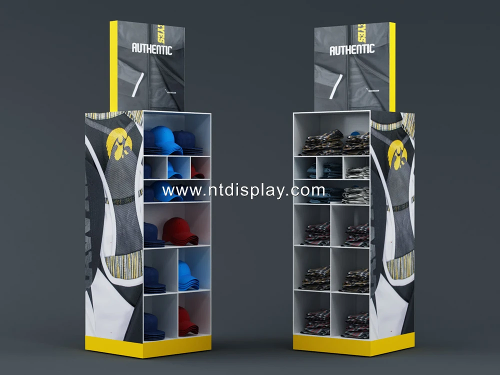 Custom retail sport shop store slatwall Cap baseball Hat disc golf stick club wire metal display rack