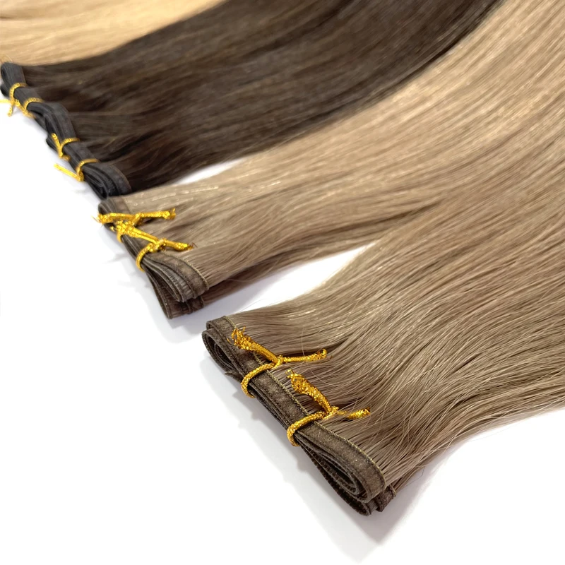 Luxury Top Quality Direct Factory Wholesale Virgin Remy Russian Hair Thick End Double Drawn Flat Weft hair extension