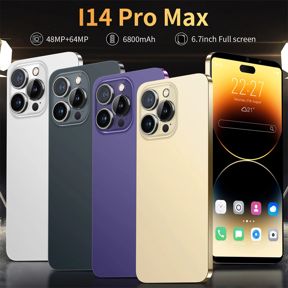Best Price Phone I 14 Pro Max Android Smartphones 6.7 Inch 8Gb+256Gb 10 Core 5g Let Cellphones With 3 Camera Mobile Phones