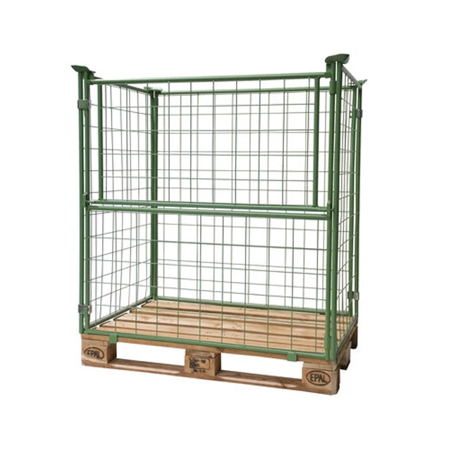 Customized powder coating warehouse stacking welded metal half door pallet converter cage for sale