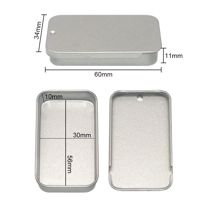 YEM Custom Logo Small Tin Case Metal Rectangle Tin Can Box Mint/Cosmetic/Solid Perfume/Brow Soap/Lip Balm Slide Tin Box