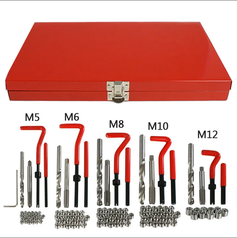 131-Pieces Metric Thread Master Repair HSS Drill Tool Set Kit for Repairing M5 M6 M8 M10 M12 Internal Screw Holes
