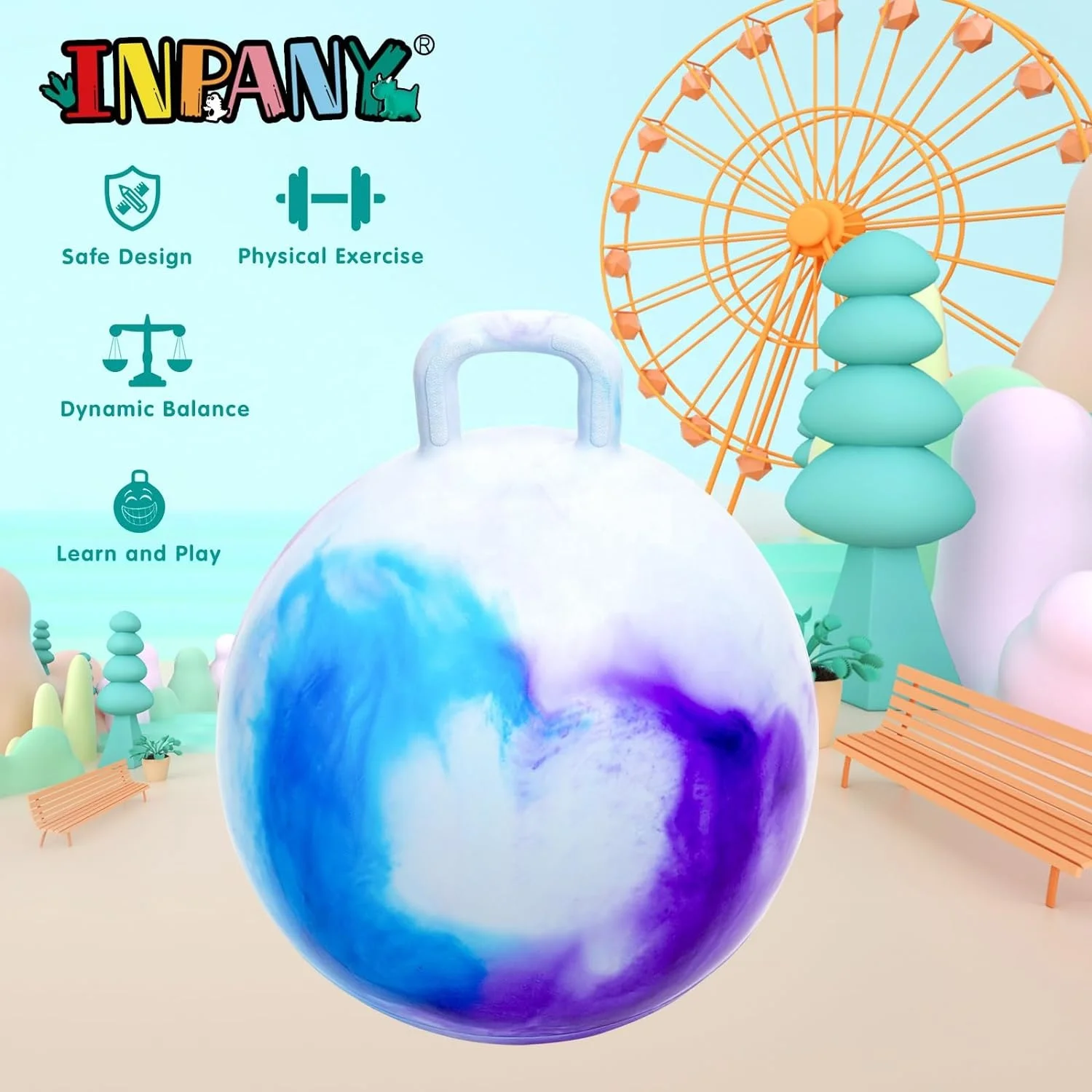 Hoppity Hop Ball,Bounce Ball, Jumping Hopping Balls for Kids Ages 3-6, 18in