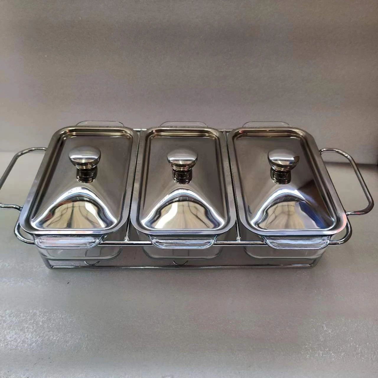 Stainless Steel Glass Serving Dish hot pot small chafing dish Food Warmer Buffet Luxury Golden Oval Hotel Wedding Chafing Dish