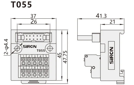 SiRON T055 Spring terminal block 10P connector general PLC terminal block