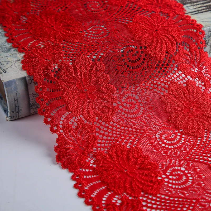 Hollow flower stretch  lace nylon gauze mesh fabric underwear garment accessories white and black  lace