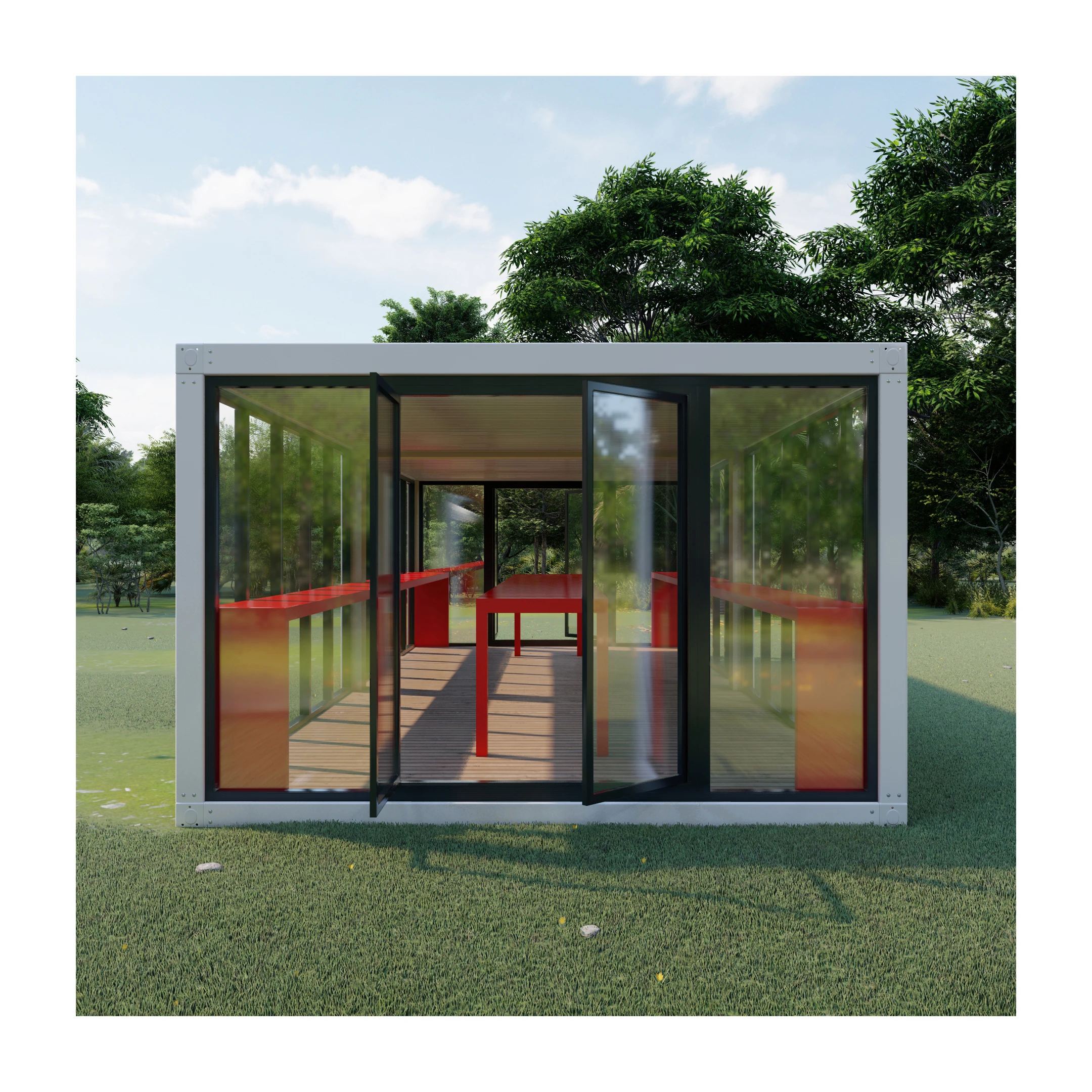 Customized Style Glass Windows Good Lighting  Modular Container House Luxury Prefabricated For Coffee Shop