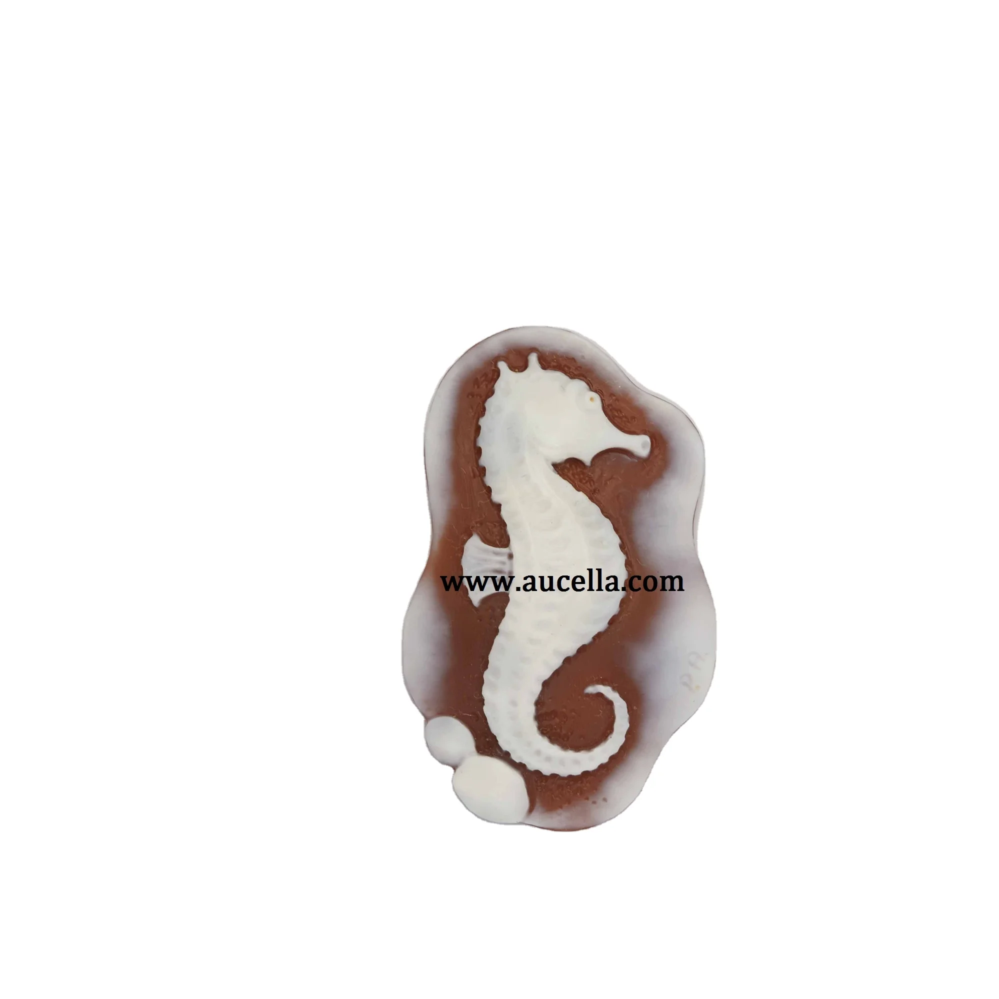 Seahorse On Natural Sardonyx Seashell Italian Handmade Product Top Quality