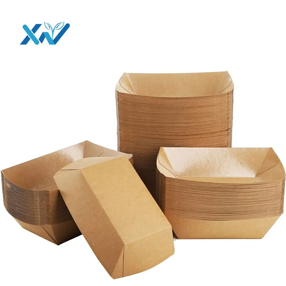 Cardboard Paper Tray For Food Crisps Food Open Box Disposable Take Out Fried Chicken Roasted Wings Snack Packing Box