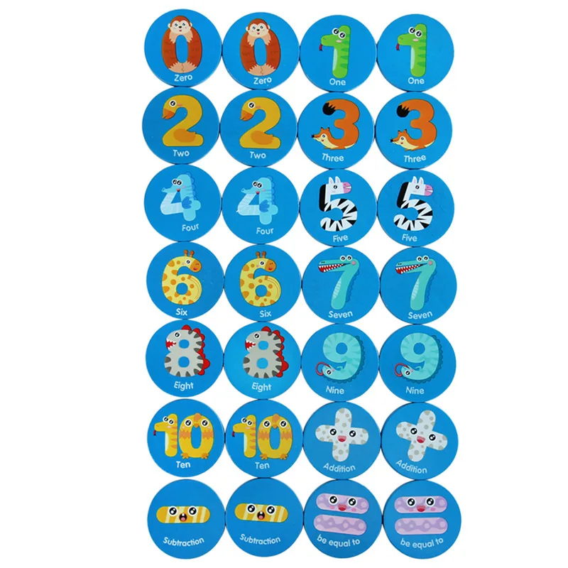 Educational toy Memory Exercise Wood Chip Learning Number Cognition Cartoon Digital Matching Memory Find same toy