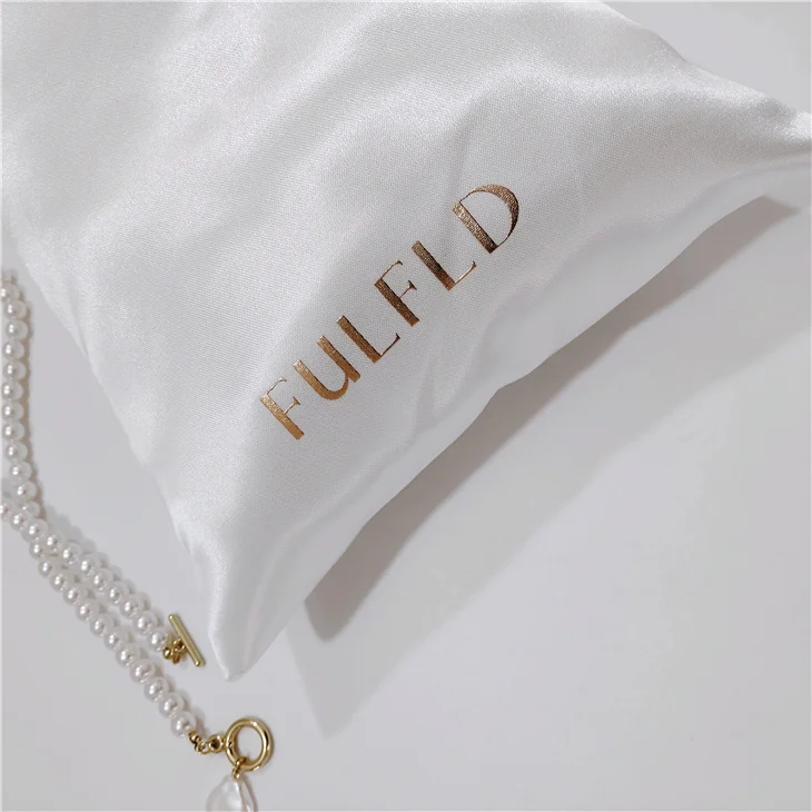 Custom Luxury Silk Bags For Hair Extensions Folding Satin Envelope Pouch For Wedding Hair Accessories Packaging boxes Luxury Wig