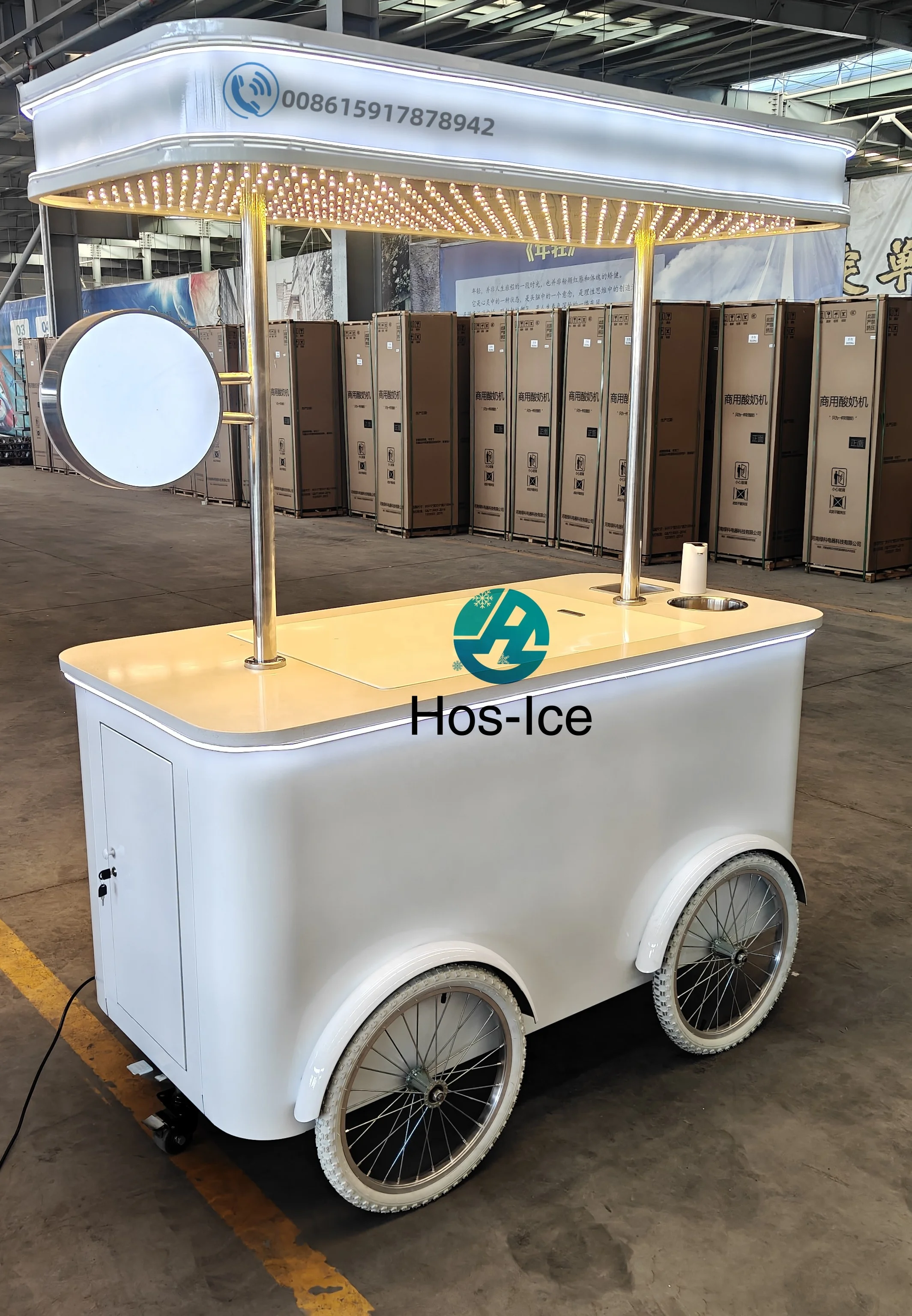 Hot sell customized four wheeled food truck ice cream cart popsicle display freezer food cart
