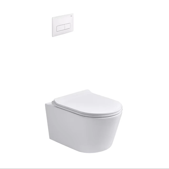 Modern European Standard Sanitary Ware WC Wall-Mounted Hanging Toilet Bowl Rimless Ceramic One-Piece Structure for Bathroom Use