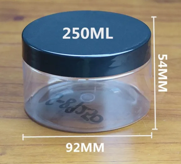 200ml 250ml/8oz plastic round clear pet jar with plastic pp screw lid/white EPE inserts