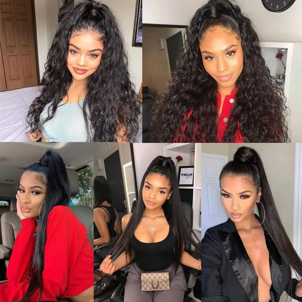 Unprocessed Natural Human Hair Ponytail Extension 100g Full Ponytail Wig Brazilian Hair Clip Ponytail Black colors